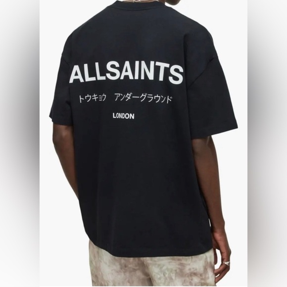 All Saints Underground Oversize Organic Cotton Graphic T-Shirt - Picture 1 of 2